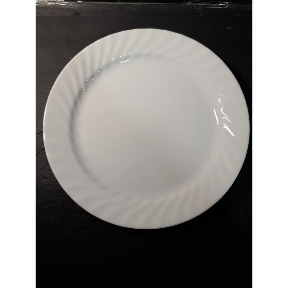 Vtg‎ Corelle Elegance (Enhancements) 10.25" Dinner Plates Pure White Swirl